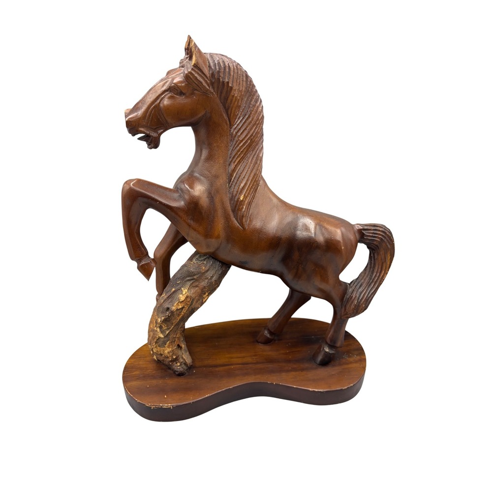 Vtg Wooden‎ Horse Carved Figurine Carved Wood Equine Animal Decor